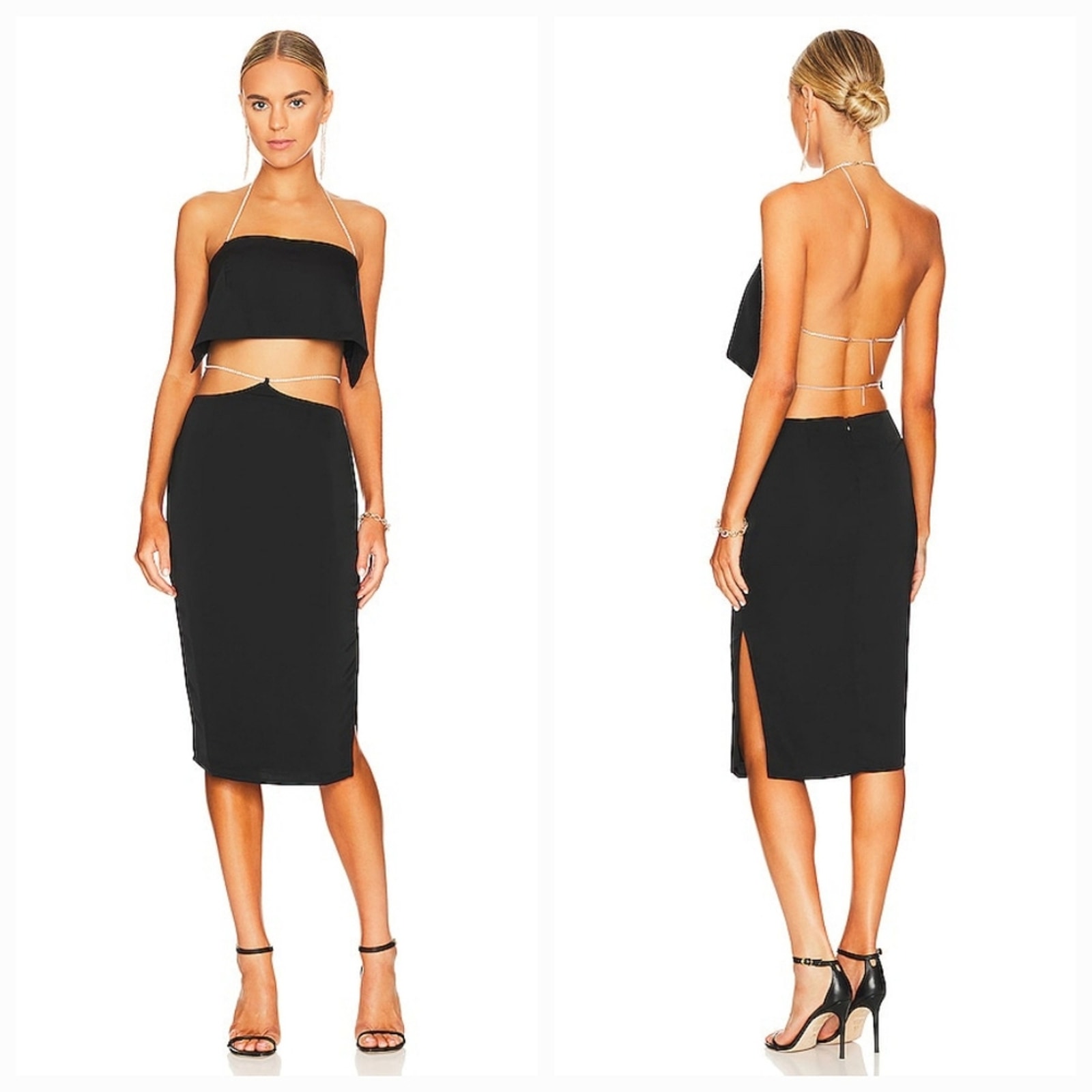 Superdown Ruth Diamond Chain Skirt Set In Black Xs